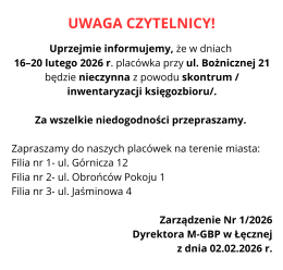UWAGA CZYTELNICY!